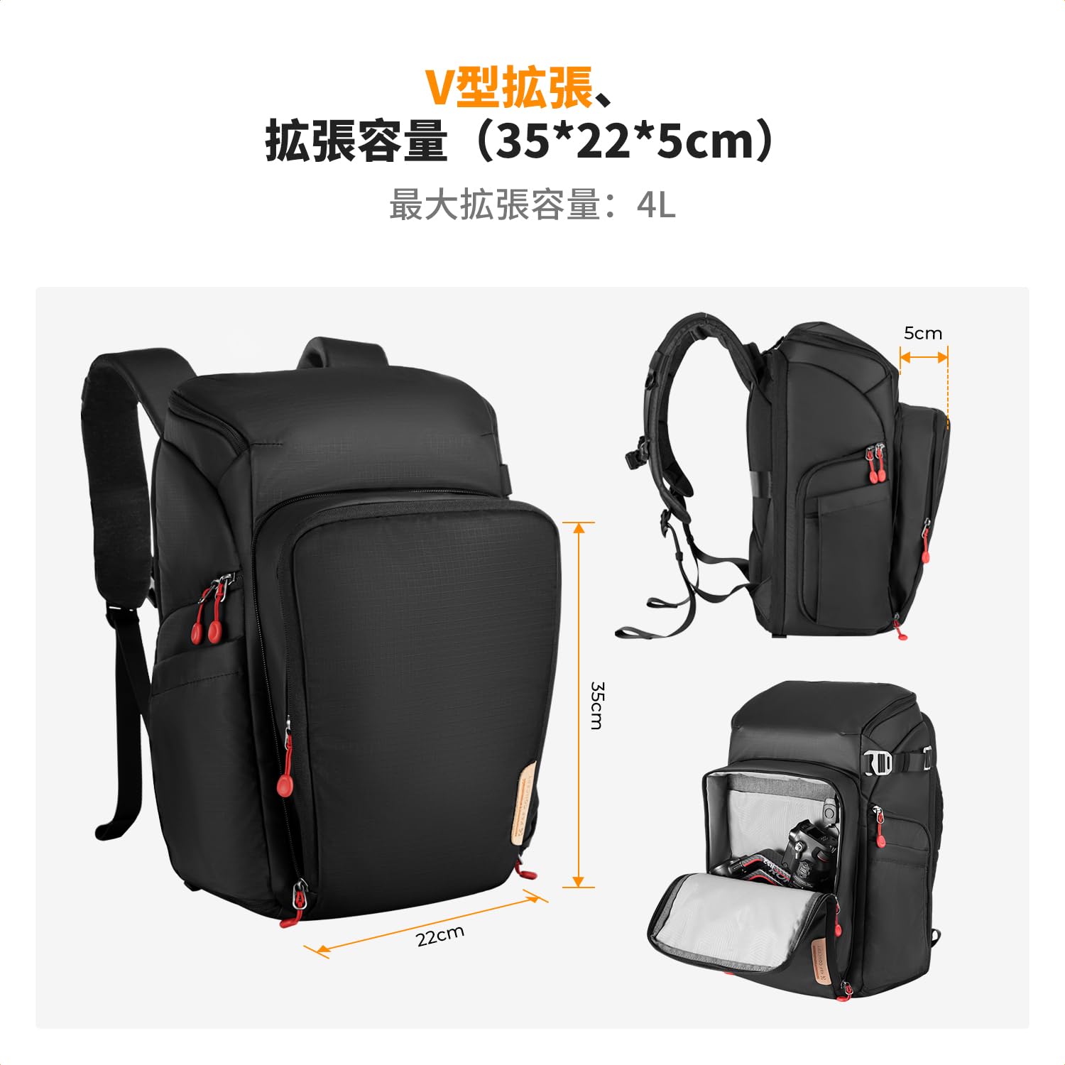 Amazon.co.jp: [K&F CONCEPT] カメラリュックカメラバッグ 一眼レフ